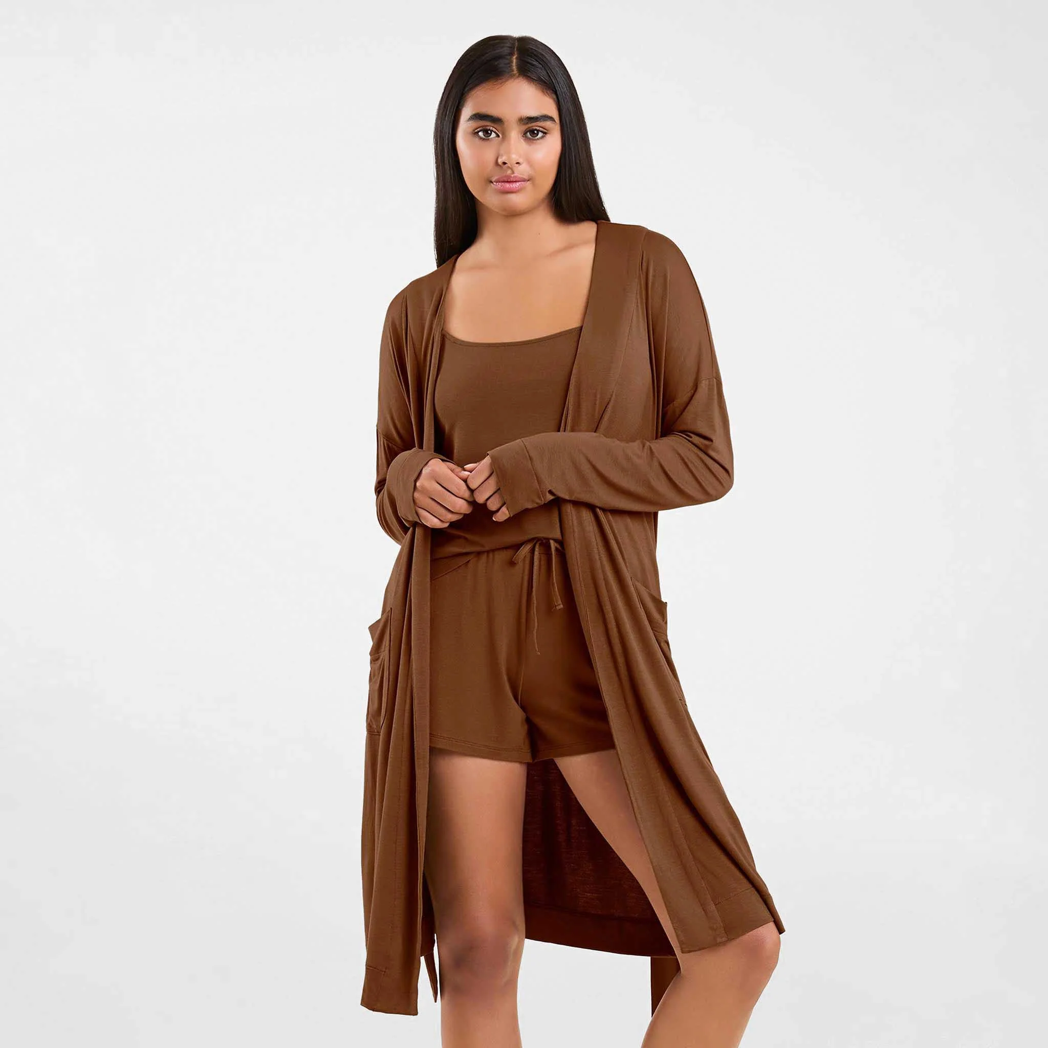 NUD570 W-052 LOUNG-ROBE Chocolate OF Front Crop 1 2873bb50-7830-49bd-8d58-7cf4b2264c04 NUD570 W-052 LOUNG-ROBE Chocolate OF Front Crop 1 2873bb50-7830-49bd-8d58-7cf4b2264c04