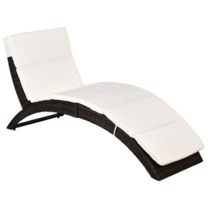 Outdoor Foldable PE Rattan Sun Lounger with Soft Padded Cushion only 139 99