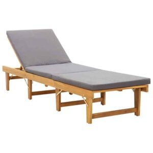 Patio Lounge Chair With Cushion Outdoor Sunlounger Solid Acacia Wood Vidaxl Vida