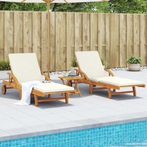 Sonnenliegen 2 Stk mit Auflagen 200x68x83 cm Massivholz Akazie