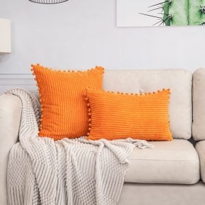 Striped-Corduroy-Fabric-Cushion-Covers-with-Pom-poms-Solid-Pure-Color-Skin-Friendly-Pillow-Case-Sham